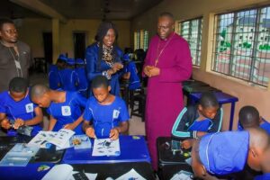 The bishop of Nnewi diocese with the COO Edufun Technik STEM Hub
